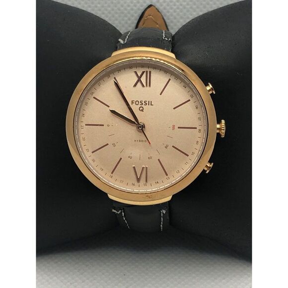 Fossil Q FTW5022 Women's Black Leather Analog Dial Hybrid Smart Watch HK230 - Picture 1 of 9